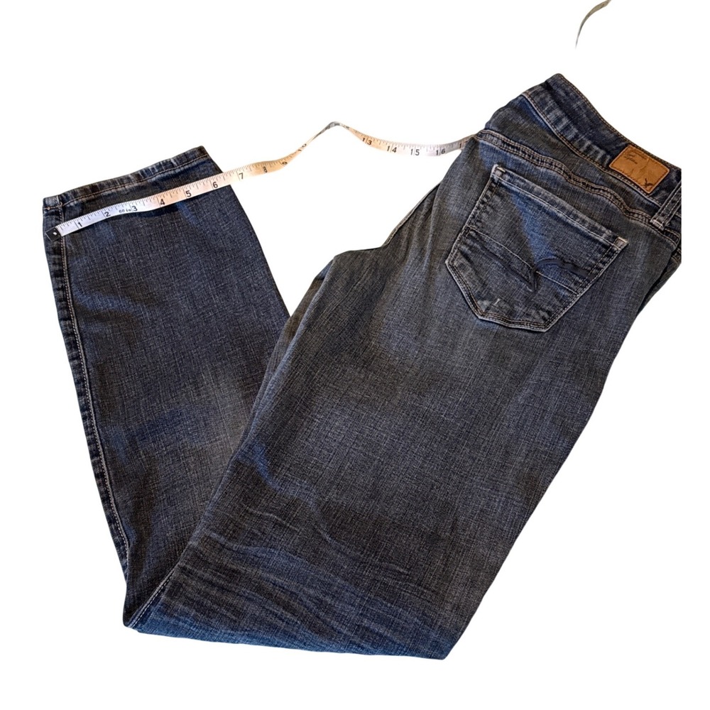 American Eagle Favorite Boyfriend Jeans Dark Wash Blue Straight Leg Womens 8